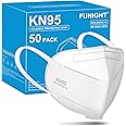 Funight KN95 Face Mask 5-Ply Breathable Filter Efficiency≥95% Protective Cup Dust Disposable Masks Against PM2.5 White 50 Pack