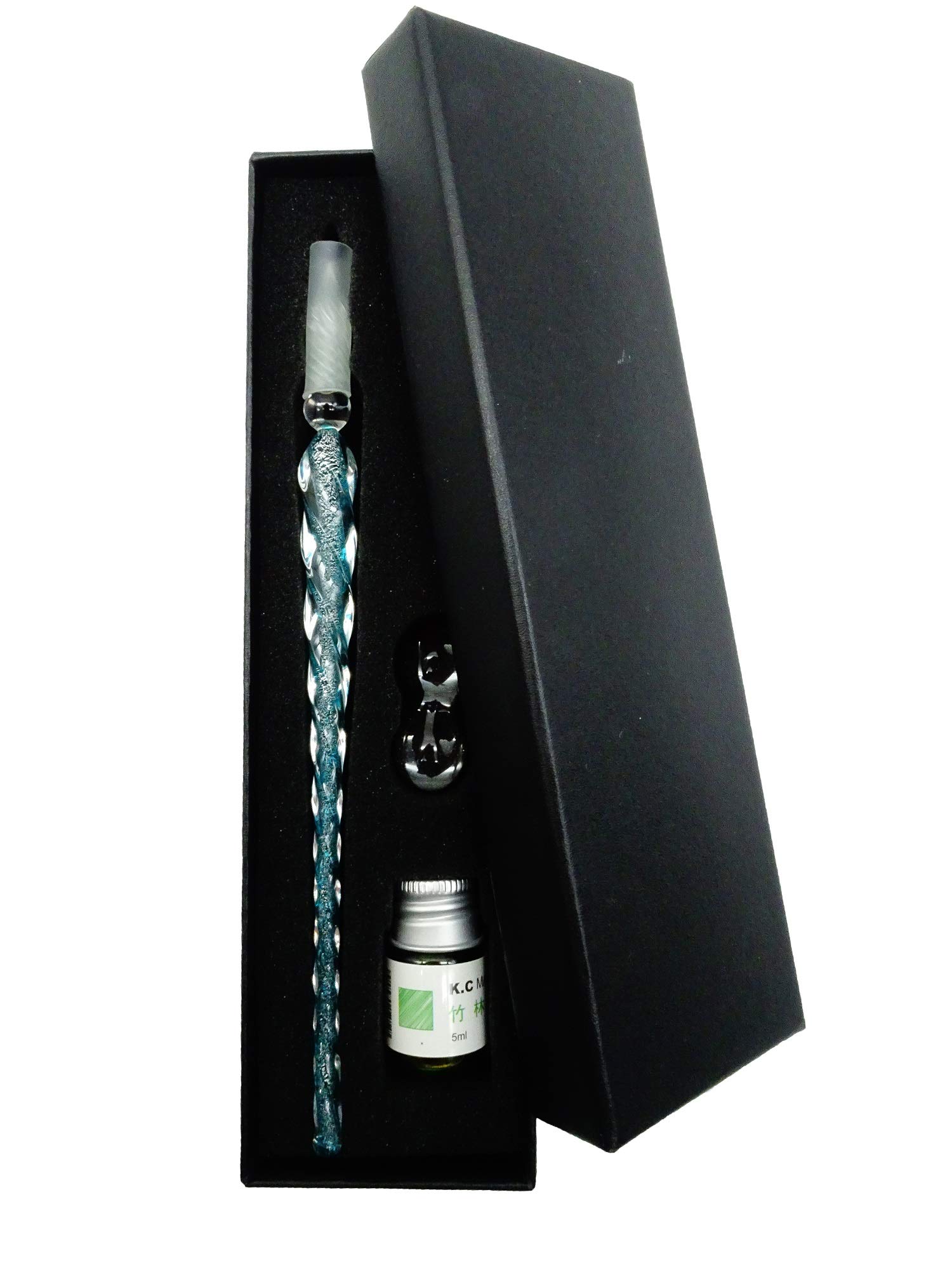 Glass Dip Pen，Crystal Signature Pen for Art, Writing, Signatures — Decoration and Business Gift (3 piece Green Pen)