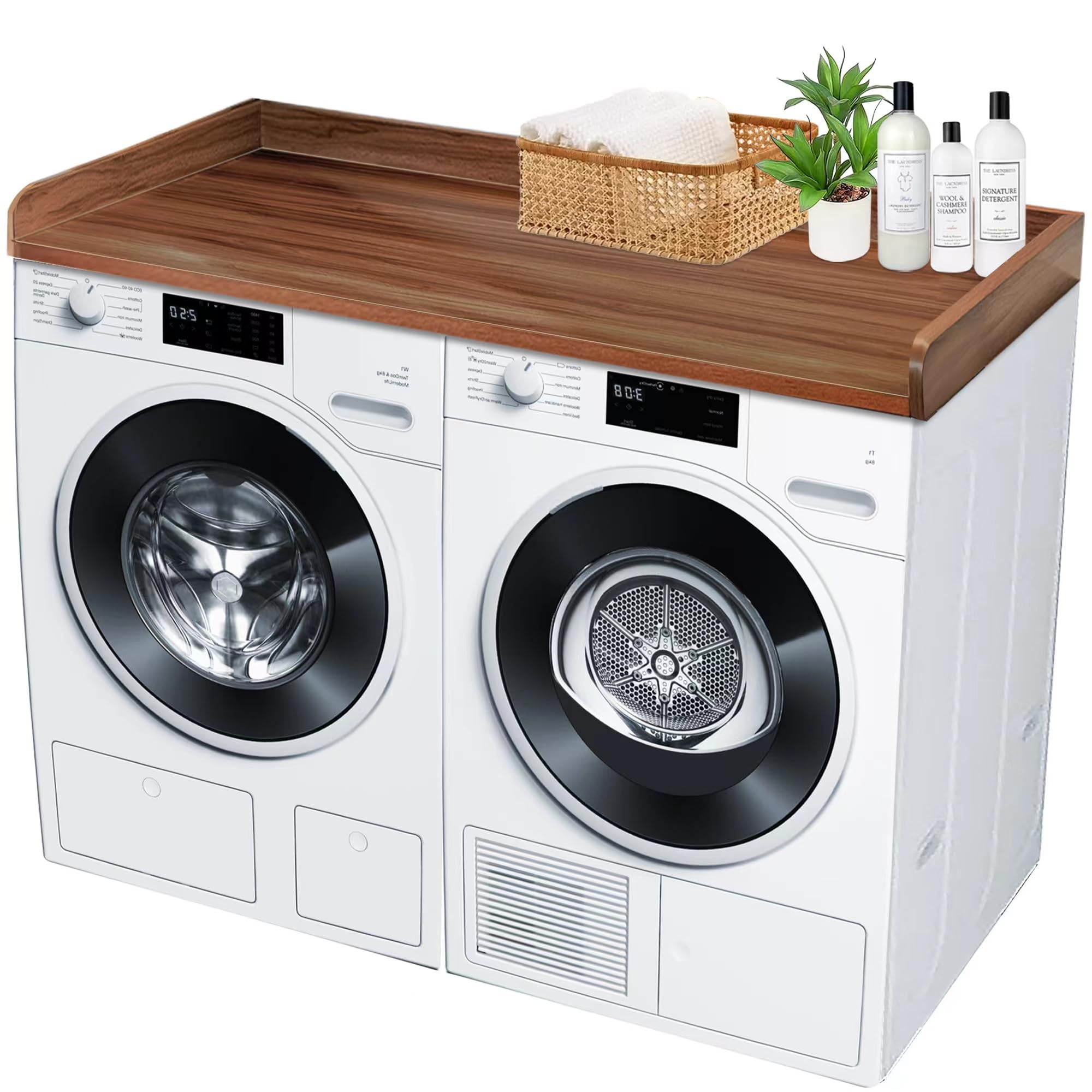 Photo 1 of Royxen Laundry Countertop Solid Wood, Countertop for All Front-Loaded Washing Machine and Dryer, Extra Room for Laundry Room (Walnut Color)