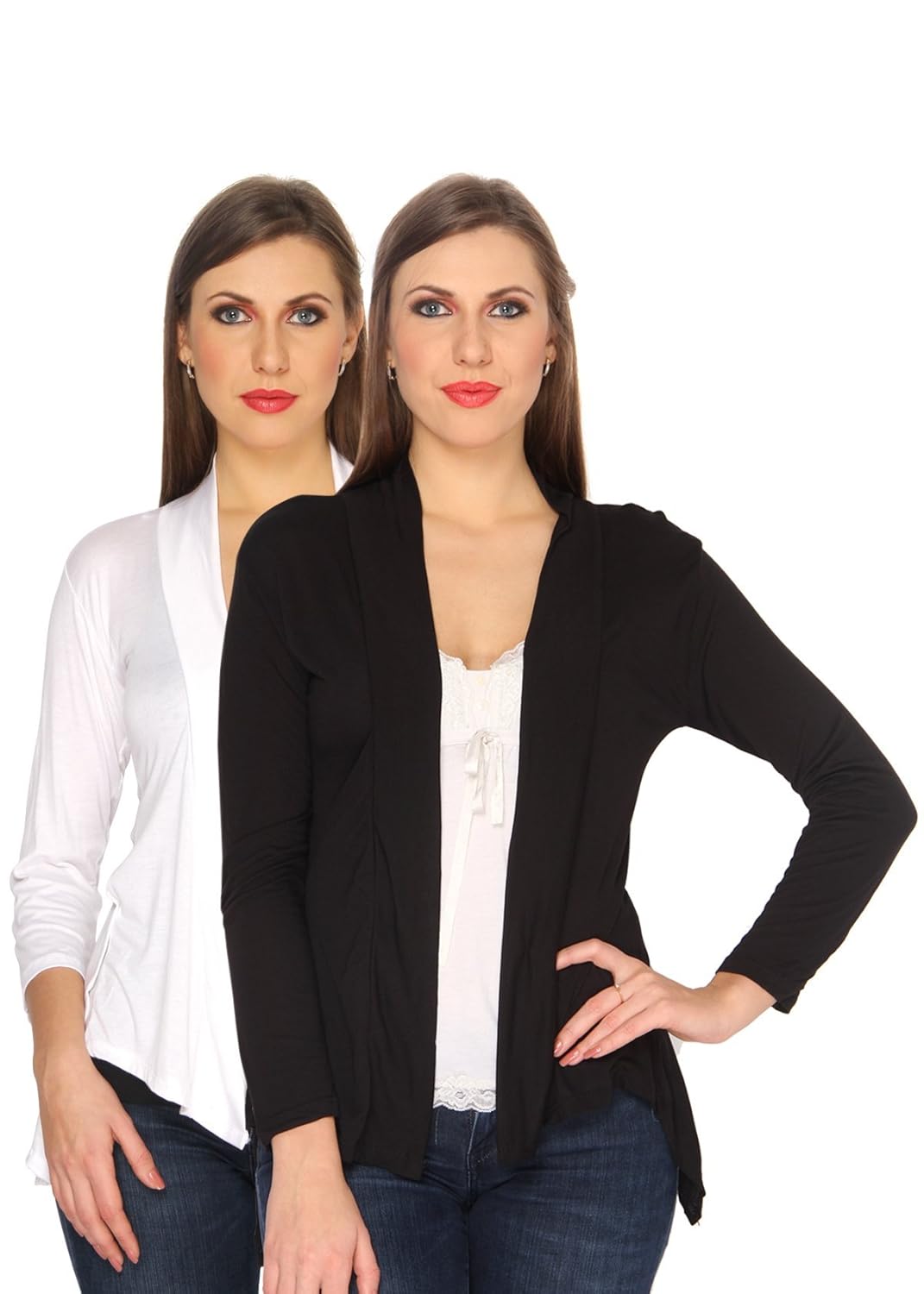 ten on ten women's shrug (nj-whteblk _white/ black _free size)