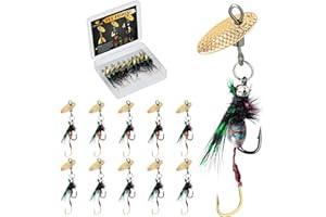 CWSDXM Fly Fishing Flies, 10 PCS Wet Flies Fly Fishing Lures Fishing Spinner Metal Fishing Lure for Trout Bass Panfish