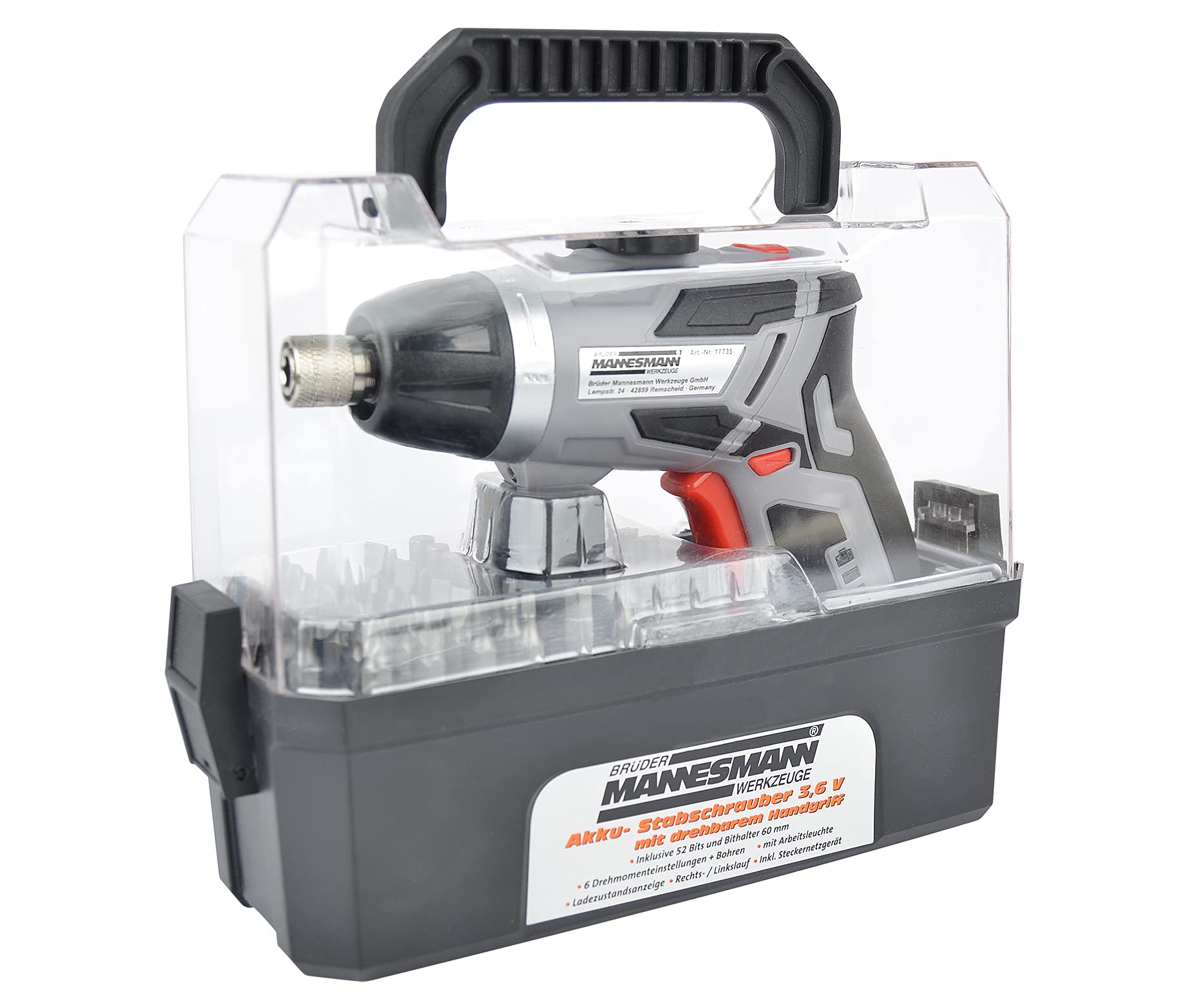 Brüder Mannesmann M17735 Cordless Stick Screwdriver, 3.6 Volt