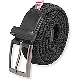 LAEZ Golf Belts for Men - Classic Braided Belt for Jeans, Pants and Slacks, Gifts for Him (Black)