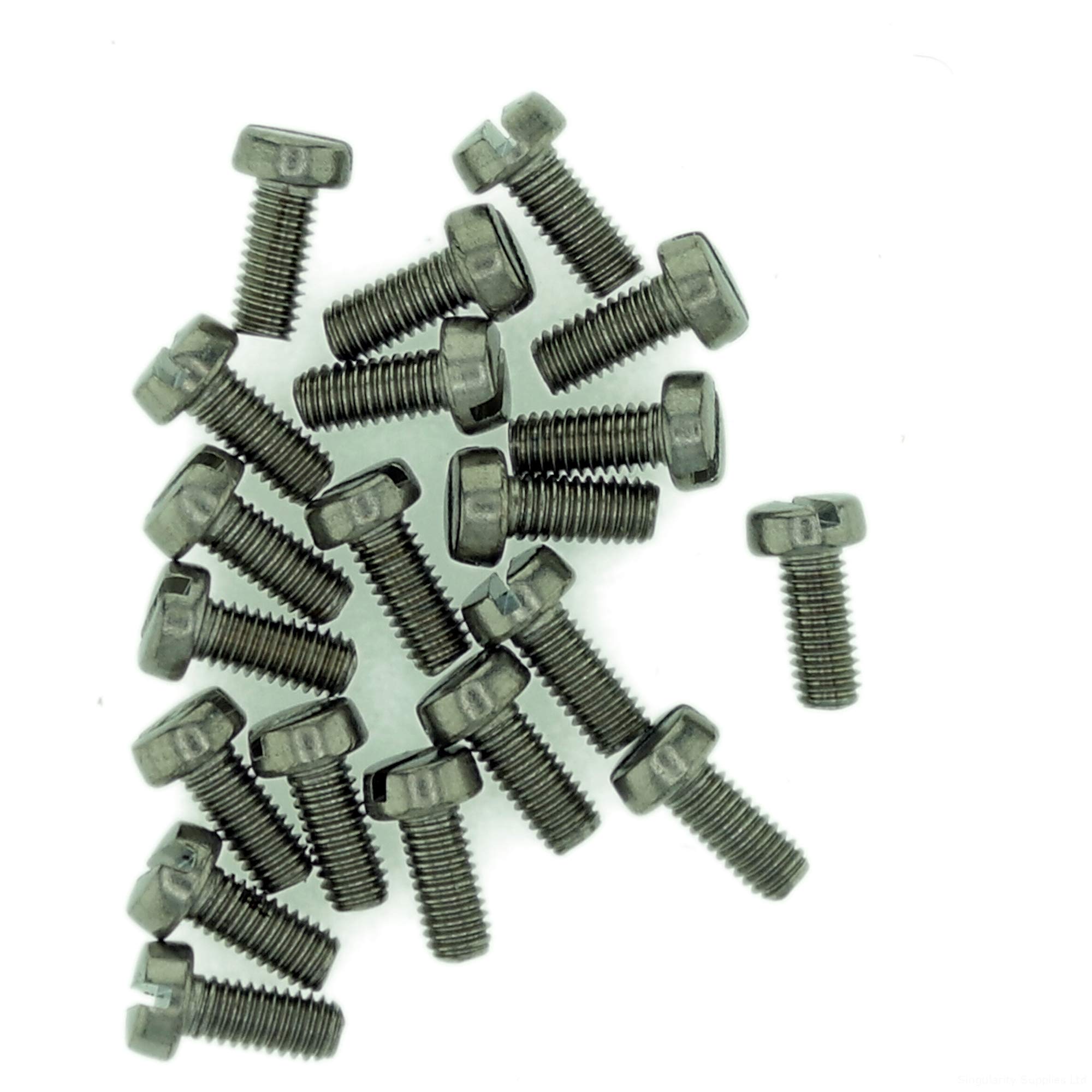 M1.2 (1.2mm x 4mm) Slot Cheese Machine Screw (Bolt) - Stainless Steel (A2) (Pack of 20)