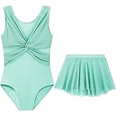 DAXIANG Mesh Front Dance Leotard for Girls Gymnastics Ballet Dress with Removable Tutu Skirt for Toddler Girl Kids 2-10 Years