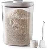 LivLab 20-25 lbs Rice Dispenser,10.5 Qt/10 L/22-25 lbs Rice Container Storage with Measuring Cup & Brush Food Cereal Container Bins Household for Kitchen Pantry Organization (AY-10KG-WHITE)