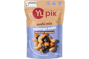 Yupik Sushi Mix with Cashews, 142 g, Crunchy Savory Snack, Rice Crackers, Dried Seaweed, Sushi Flavored Nuts, Shichimi Togara
