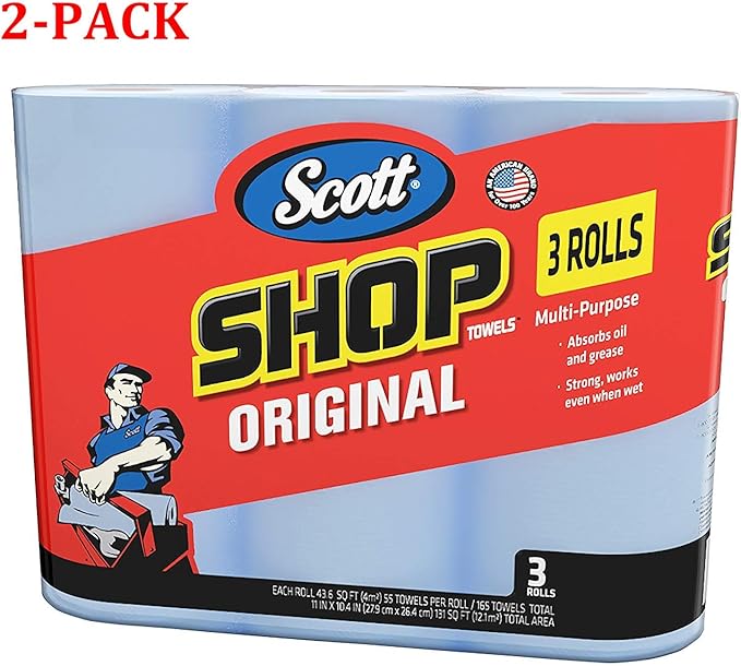 Scott 75143 Scott Shop Toallas, color azul, 1 pack of 3 rolls, 2Pack