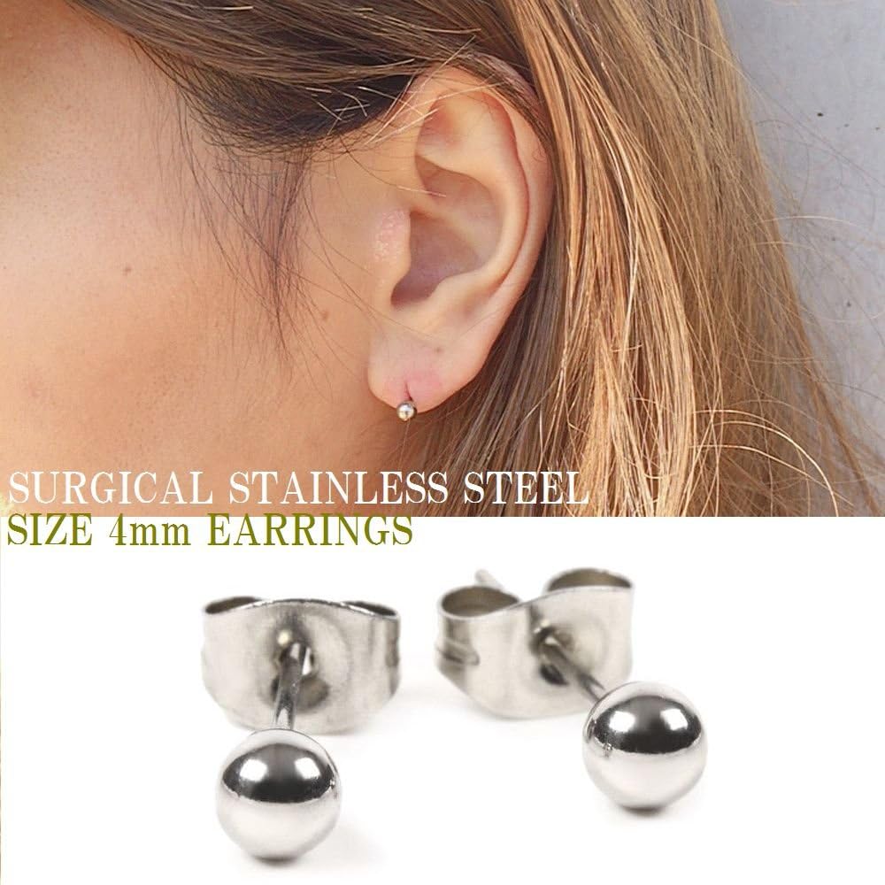 Amazon Co Jp ピアス 丸玉 ステンレスボール 4mm ピアス レディース お肌に優しい素材 サージカルステンレス つややか シンプルデザイン 服 ファッション小物