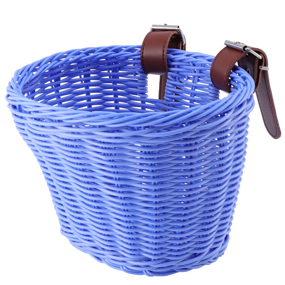 BESPORTBLE Children Rattan Wicker Bicycle Basket Boys Girls Bike Scooter Basket Plastic Front Handlebar Cargo Basket Storage for Bike Accessories Blue