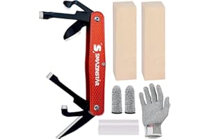 S SMAZINTAR Wood Carving Tools, S SMAZINSTAR Whittling kit with Basswood Wood Blocks for Kids Beginners, 6inch in Folding Whittling Knife & Wood Blocks for Widdling Kit-BK (Red) (SIMILKY-RD)