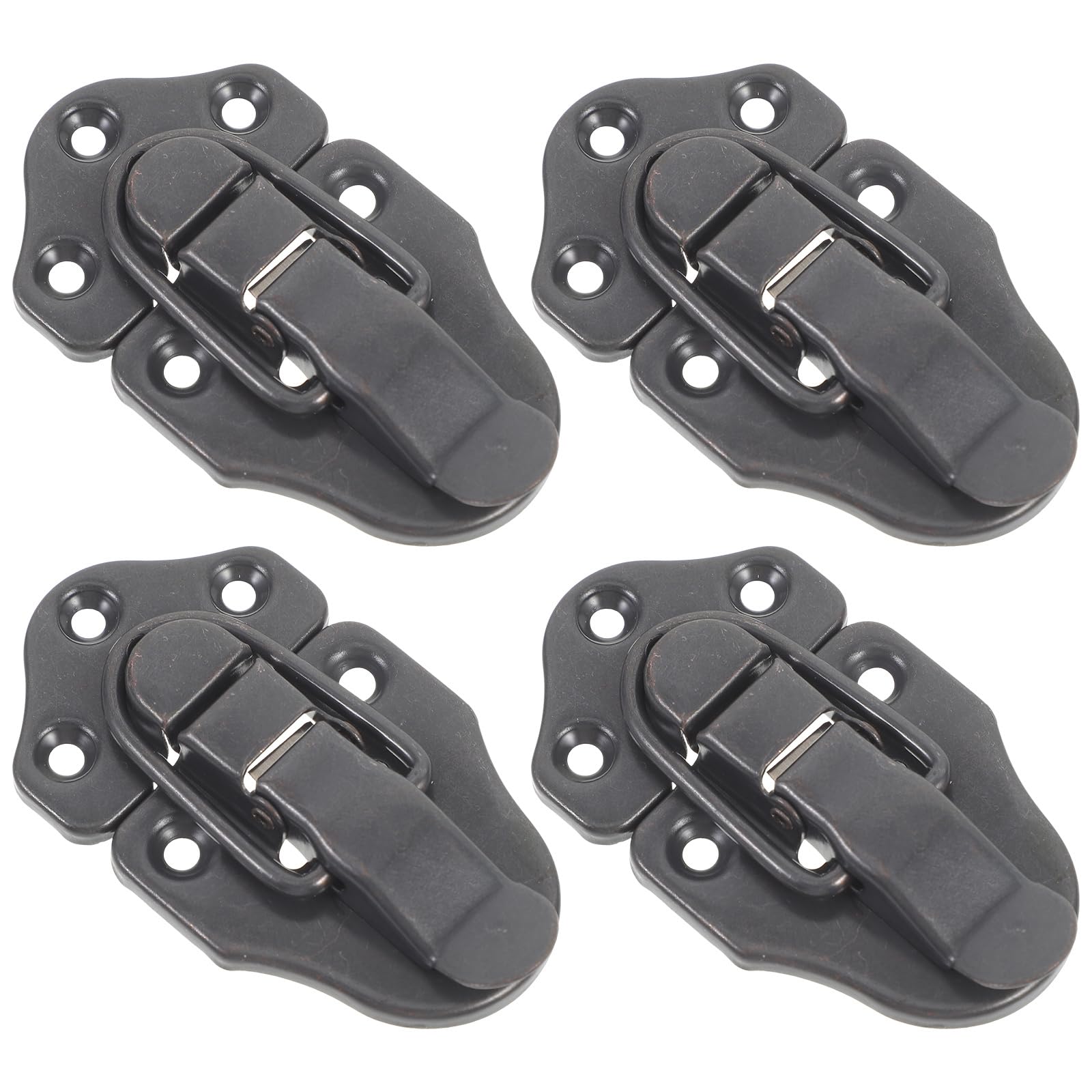 Uonlytech Metal Hasp Clasp Latch Lock, 4pcs Antique Box Toggle Latch with Padlock Hole for DIY Crafts Wooden Jewelry Box Cabinet Toolbox Vintage Suitcases