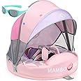 Mambobaby Float with Canopy and Tail New Upgraded Non-Inflatable Baby Pool Float Mambo Float Swim Trainer Solid Infant Swim Float Adjustable Pearl Foam Baby Swim Ring