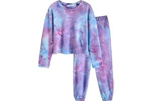 Arshiner Girls Tie Dye Outfits Sweatsuits Set Cute Pullover Hoodies Sweatshirts Jogger Sweatpants Outfit