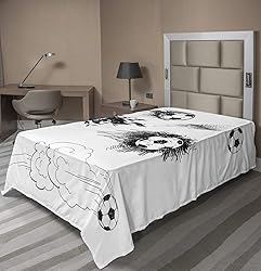 Ambesonne Soccer Flat Sheet, Various Round Soccer