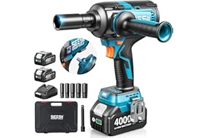 Seesii [2025 Upgraded] Impact Wrench 885Ft-lbs (1200N·m): 1/2" Cordless Impact Gun with Detachable Handle, 21V High Torque Power Impact Driver 2x 4.0Ah Batteries for Family Car/Pickup Truck/Mower