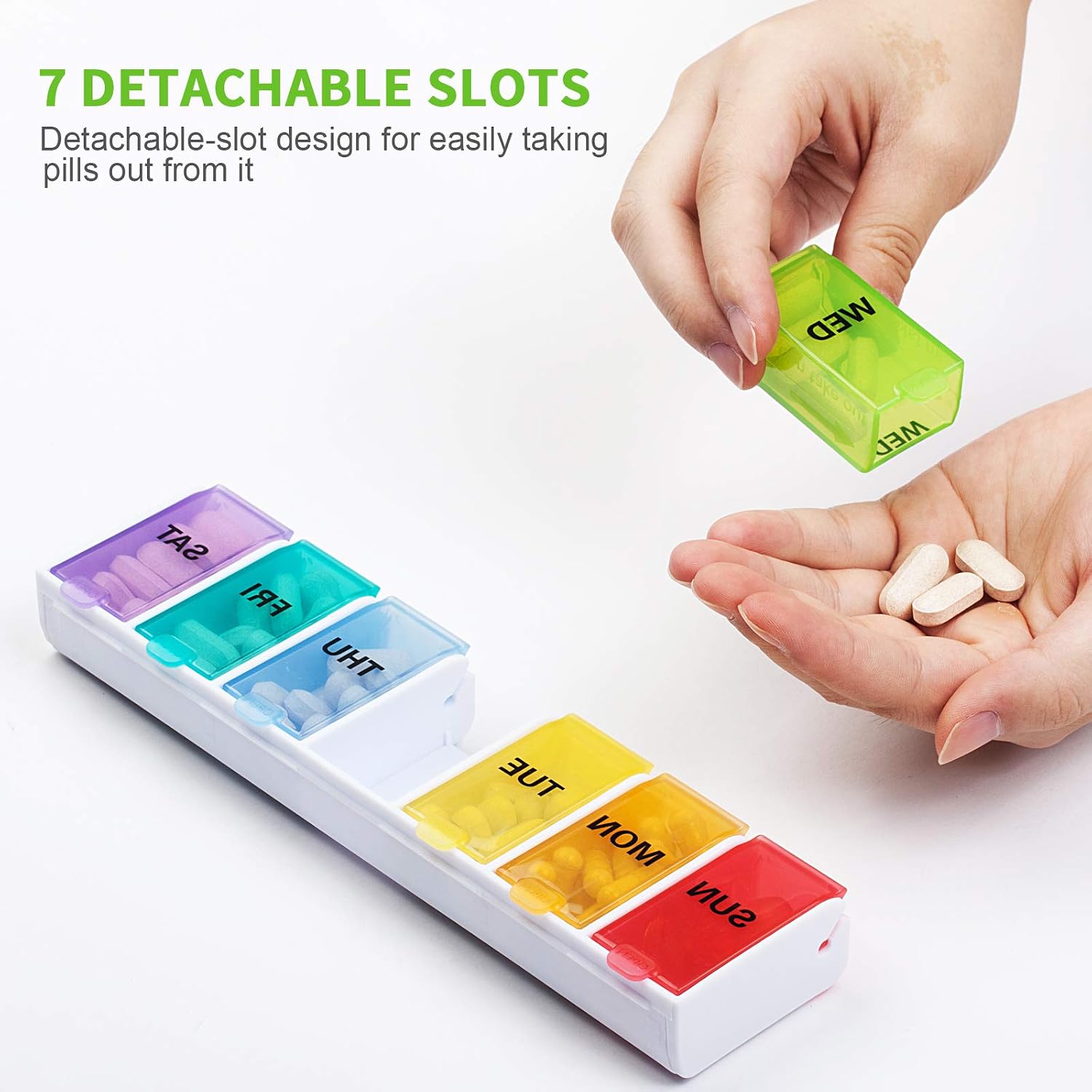 Extra Large 7 Day Pill Box Organiser, Weekly Vitamin Case Box Large Capacity Compartments, BPA-Free Medication Organiser - Image 5