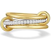 BRAYEG 14K Gold Plated Stackable Rings,3 CZ Cubic Zirconia Ring Set,Silver & Gold Stacking Rings, Multi-Link Connected,Statement Interlocking Band for Women, Hypoallergenic, Non Tarnish wedding ring