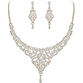 EVER FAITH Women's Austrian Crystal Art Deco Bridal Vase Flower Necklace Earrings Set