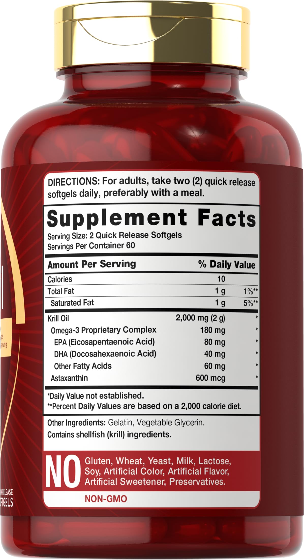 Carlyle Antarctic Krill Oil 2000 mg 120 Softgels | Omega-3 EPA, DHA, with Astaxanthin Supplement Sourced from Red Krill | Maximum Strength | Laboratory Tested