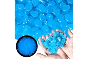 400PCS Big Glowing Stones,Glow-in-The-Dark Stones for Fish Tank Lawn Patio Garden Outdoor Deco and DIY Ideas (Dark Blue,1CM)