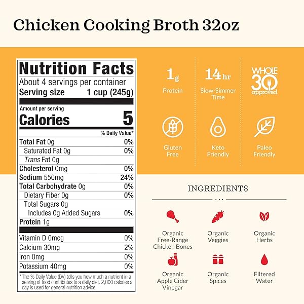 KETTLE & FIRE KETTLE & FIRE ORGANIC CHICKEN BROTH, CHICKEN,KETTLE, 32 OZ