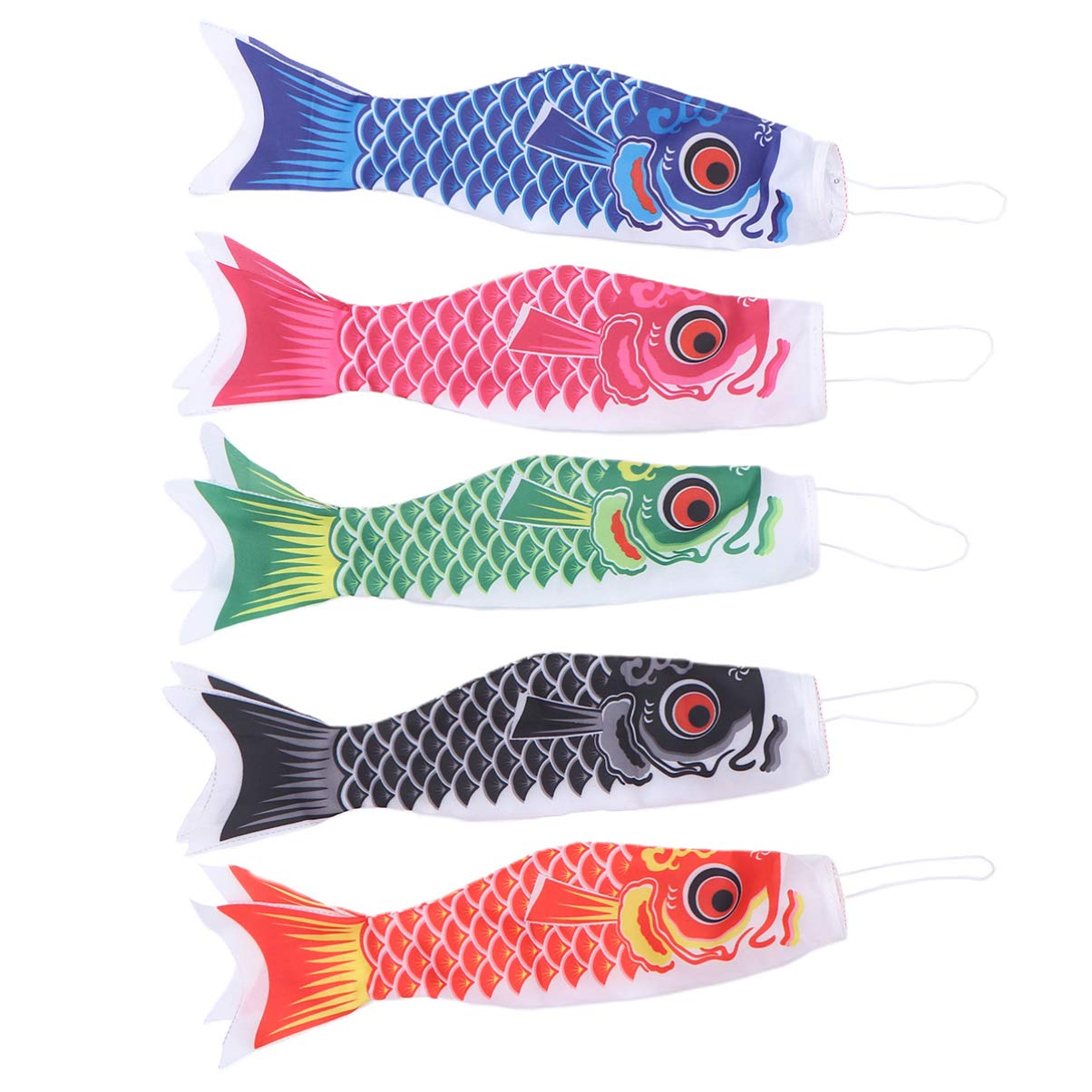 Abaodam Japanese Koinobori Carp Flag 5Pcs Satin Windsocks Waterproof Outdoor Hanging Streamers for Garden Backyard Party Decorations