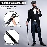 Okabay 17PCS 1920s Gatsby Mens Costume Set Vest Hat Crutches Pocket Watch Tie view 3