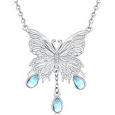 OUTANG Butterfly Necklace for Women 925 Sterling Silver Moonstone Butterfly Animal Pendant Ladies Jewelry Gifts
