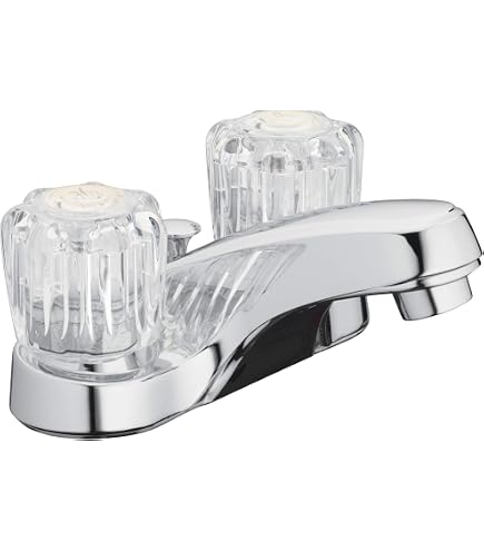 LXUEJIE 4 Pcs Cold and hot Water Faucet Index Button, Universal Hot and Cold Index Buttons, 1-3/16 Inch Inner Diameter Faucet Buttons, Bathroom Faucets Knobs Replacement Clear Acrylic with Gold