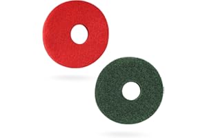DIFFWELY Orbiter Floor Brush 437.049 437.056 Fits for Oreck 550MC Orbiter Floor Machine and Floor Scrubber Machine, 12" Diameter Floor Scrubber Pads(2 Pcs One red and one Green)
