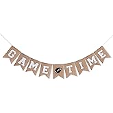 Game Time Burlap Banner - Football Party Decorations,Game Time Sports Birthday Garland,Football Holiday Hanging Decorations,Sports Burlap Banner Photo Props