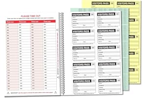 VSAFETY V Safety Professional Visitor Book Refill with 100 Badge Inserts (90 x 60mm) - GDPR Compliant Sign-in System for Reception Areas - 10 Passes per Page with Health & Safety Information