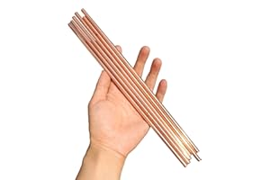 Copper Round Rod, VERNUOS 6pcs 1/4 inch / 6.35mm Copper Round Rods Lathe Bar Stock,305mm(12in) in Length