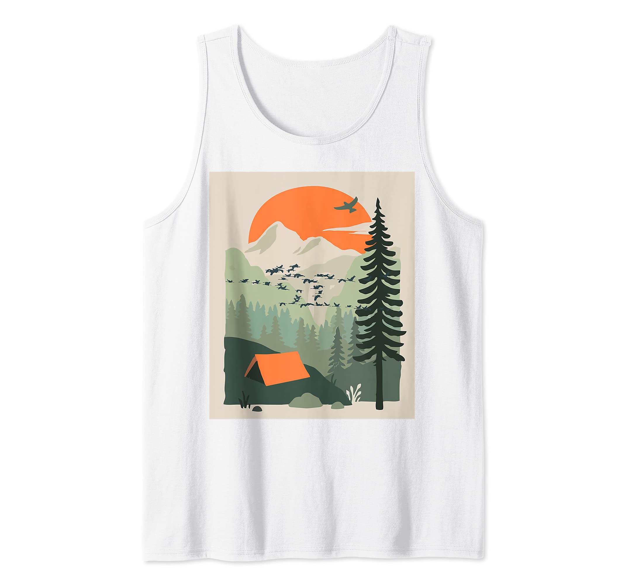 Tent Camping Mountains Art Tank Top