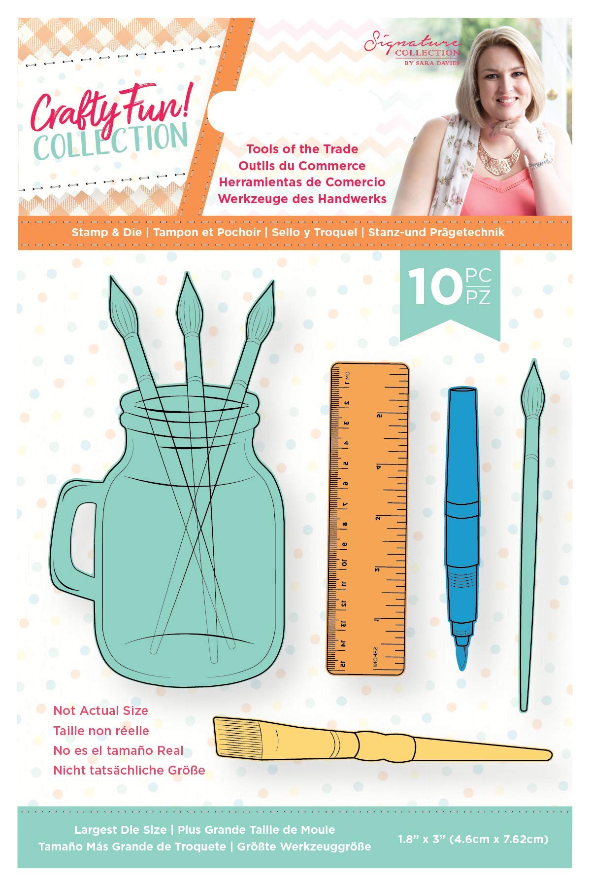 Sara Signature Crafty Fun-Stamp & Die Set-Tools of The Trade, Silver, 1.8" x 3"