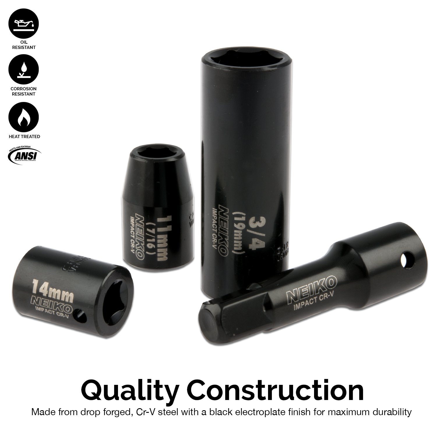 Neiko 02443A Complete 3/8" and 1/2" Drive Impact Socket Set, 38 Piece