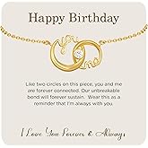 NORBU S925 You and Me Infinity Bracelet Gift for Women, Gold over Sterling Silver Link Charm Bracelet with Interlocking Circle, Jewelry Gift for Birthday Valentine Mothers Day Christmas with Gifts Box