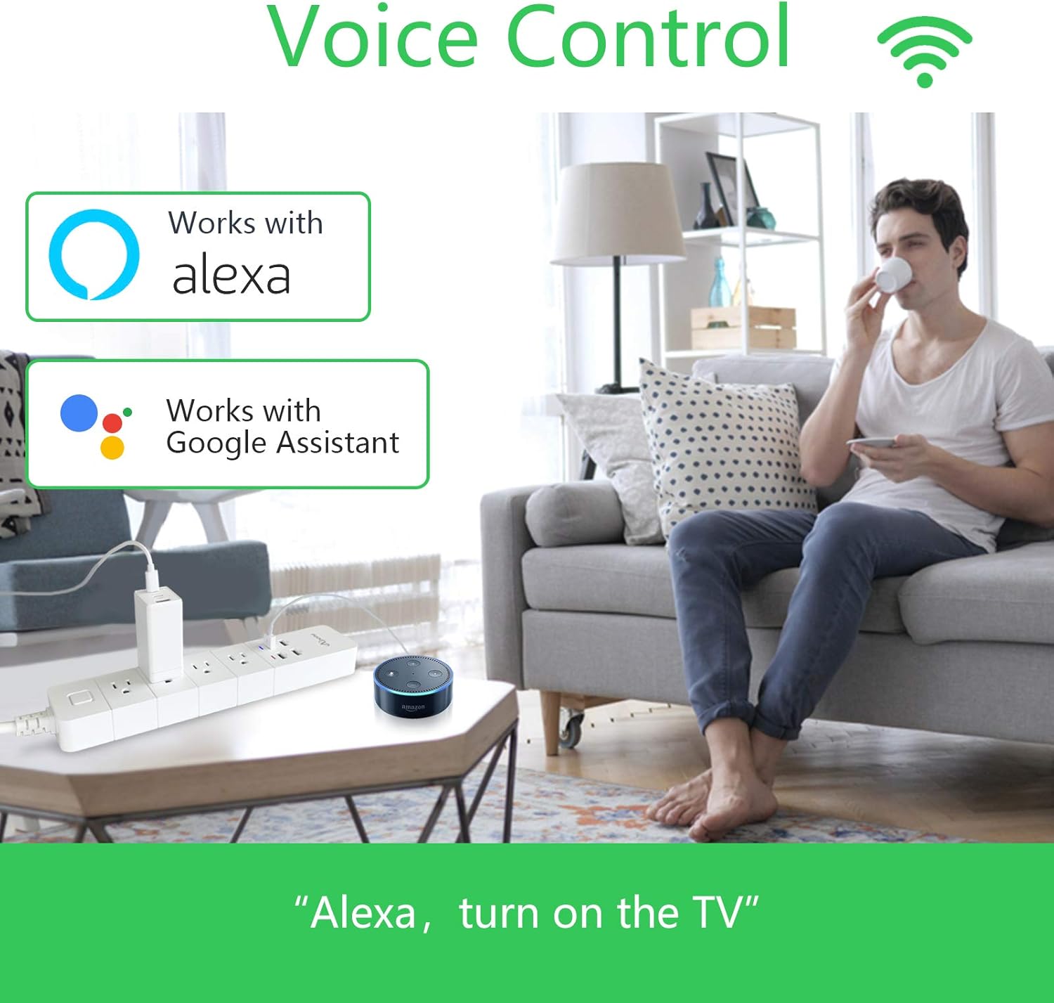 APONE Smart Power Strip, Smart Plug with 4 Outlets and 4 USB Ports, Voice Control Compatible with Google Assistant and Alexa, 5.90 ft Extension Cord, No Hub Required, Timing Schedule: Electronics