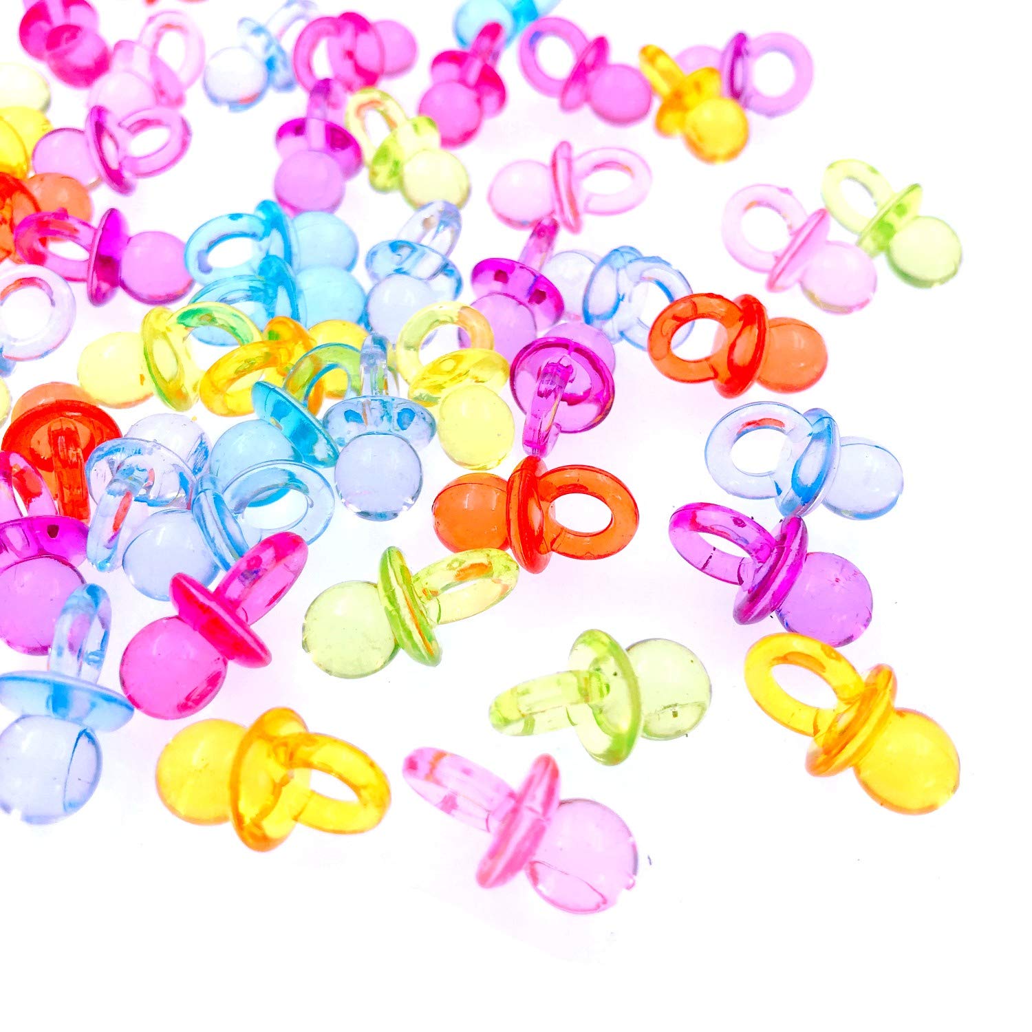 JZK 100x Mini Dummy Pacifier Acrylic Soothers, Table Scatter Confetti Party Favour Decoration Accessories for Baptism Baby Shower Wedding Birthday Party, Colourful