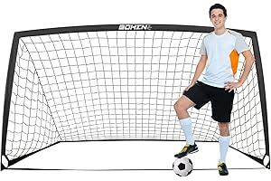 BOHEN 9x5 FT Kids Soccer Goals with Carry Bag, Portable Folding Soccer Net for Backyard Training, Indoor/Outdoor Use for Youth and Adult