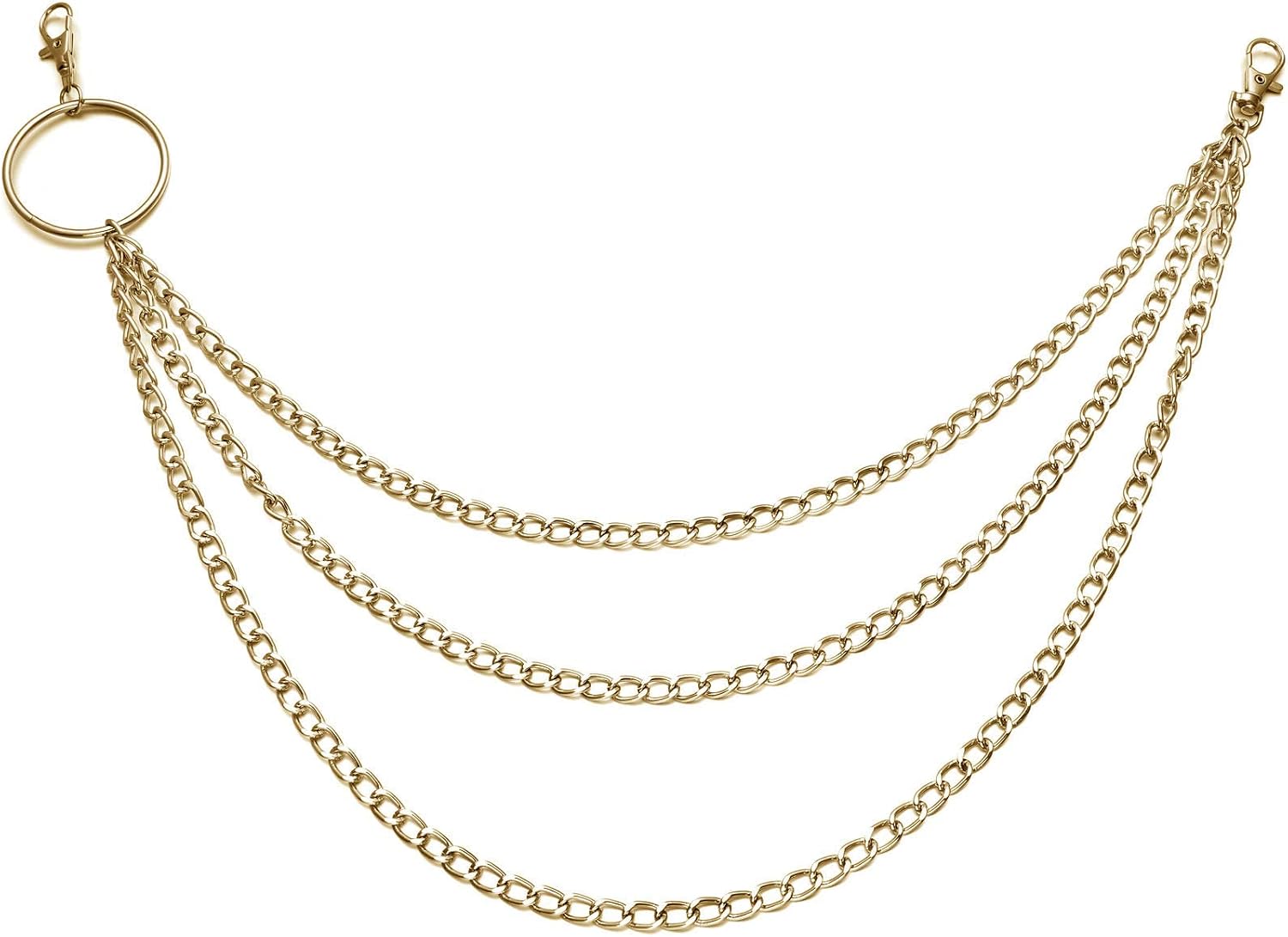 Milakoo 3 Layers Punk Blet Chain for Biker Trucker Motorcycle Pants Jeans Chain, Gold