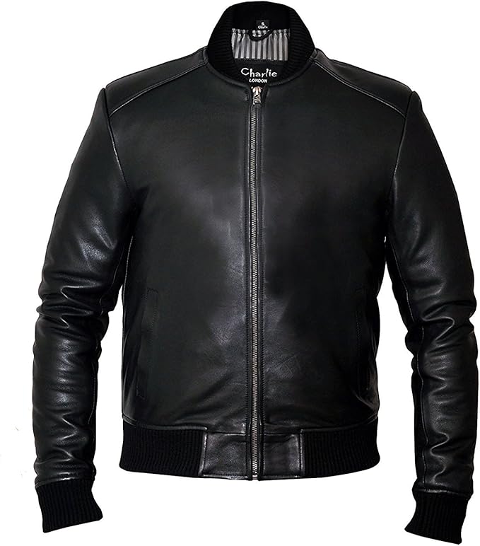 Sand Style Bomber Leather Jacket Slim Fit Leather Jackets Mens Amazon.co.uk Clothing