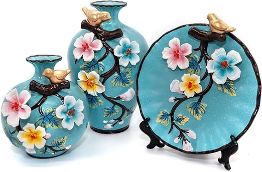 Amazon Com Newqz Classical Ceramic Vases Carved Flowers Vase Set