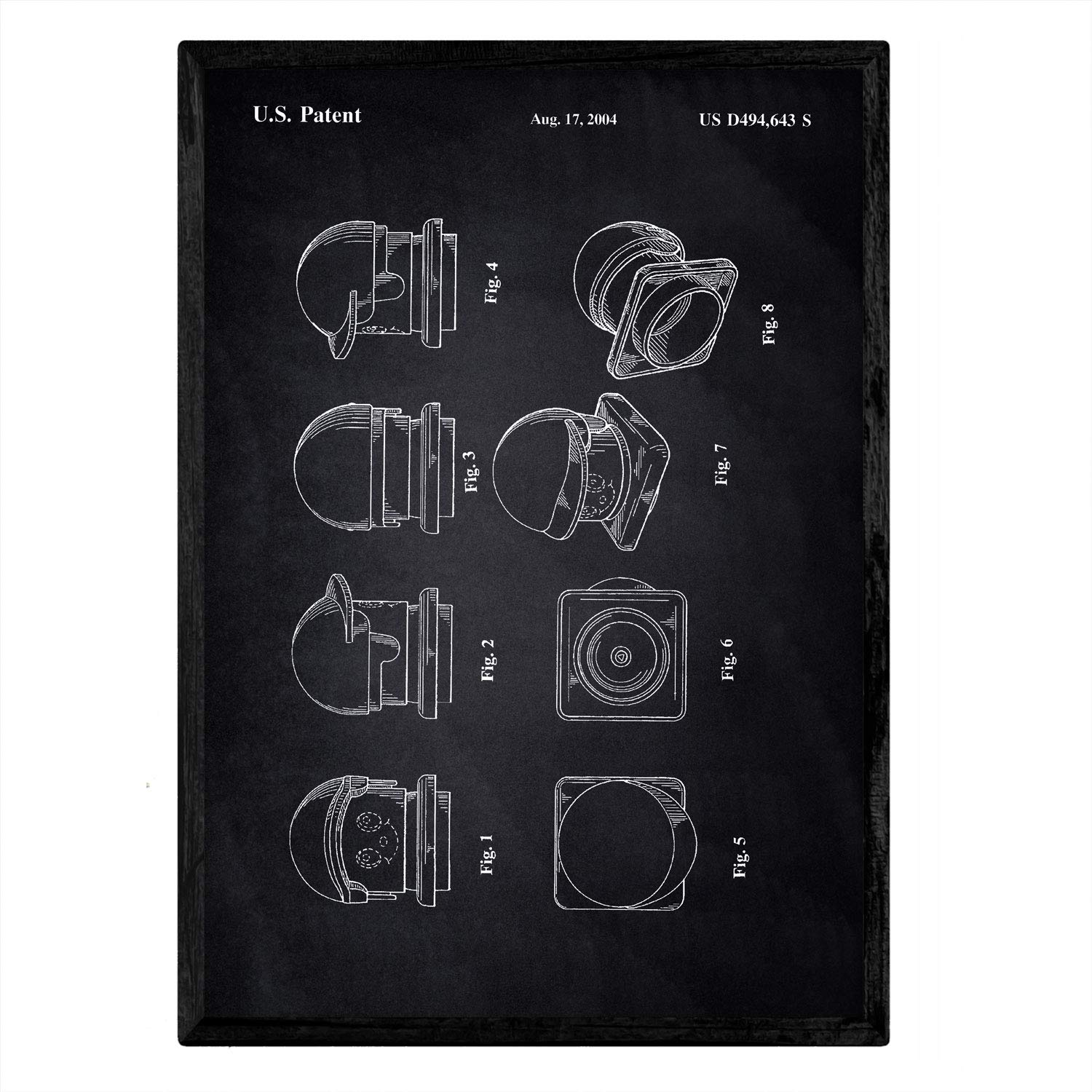 Nacnic Poster patent Cabezas lego. Sheet with old design patent A3 size with black background
