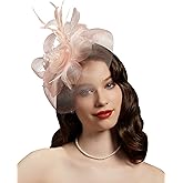 Cizoe Tea Party Fascinator Hats for Womens 50s Headwear with Veil Flower Cocktail Wedding Church Derby Hat