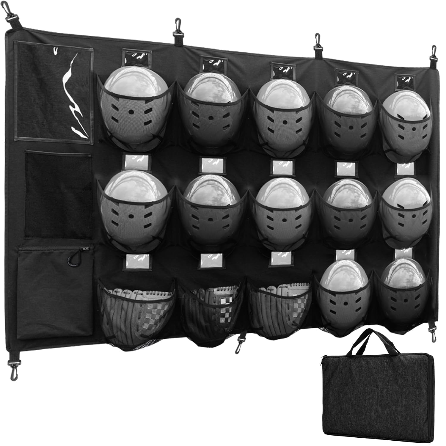 Photo 1 of VISEMAN Hanging Helmet Bag for Baseball Softball Dugout Organizer for 15 Players Helmets Gloves Balls Organize Storage