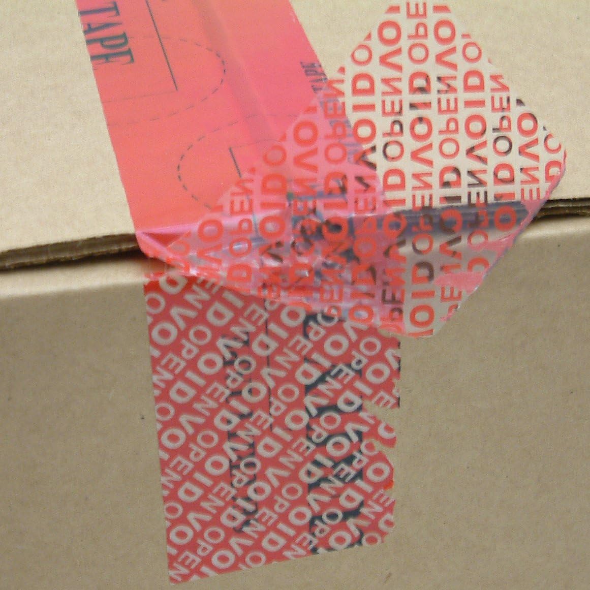 JVCC TEV-ST Tamper Evident Carton Sealing Tape: 3 in. x 55 yds. (Solid Red with "OPENED VOID" message if removed) - Image 4