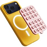 OCTOBUDDY Magnet - Dual Magnetic & Suction Phone Mount - Chalk Pink | MagSafe-Compatible Silicone Mobile Holder - Hands-Free 