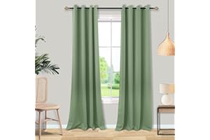 Mrs.Naturall Sage Green Blackout Curtains 84 Inches Long for Bedroom,Room Darkening Light Blocking Thermal Curtains for Living Room 84 Inch Length 2 Panels Set